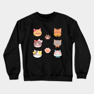 Cute Cat Miaw - Cat Head illustration Crewneck Sweatshirt